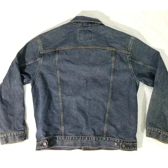 Levi Strauss Signature Dark Wash Trucker Denim Jean Button Jacket Men L Levis - Picture 7 of 7